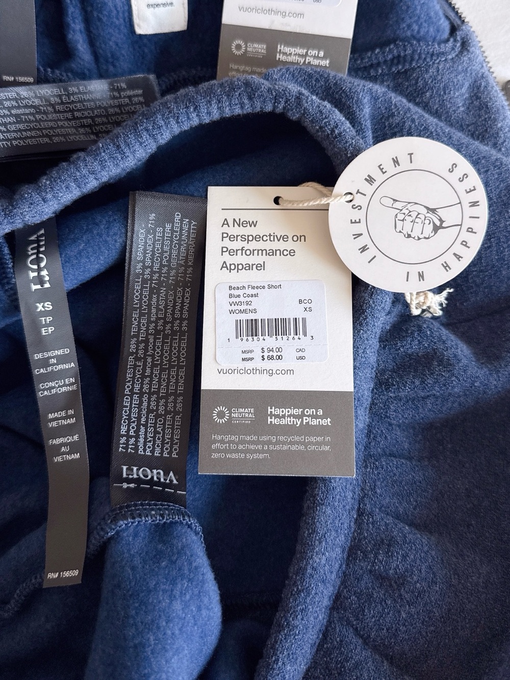 NWT Vuori Beach Fleece Full Zip Blue Coast XS + Beach Fleece Short Blue Coast XS - Picture 4 of 16